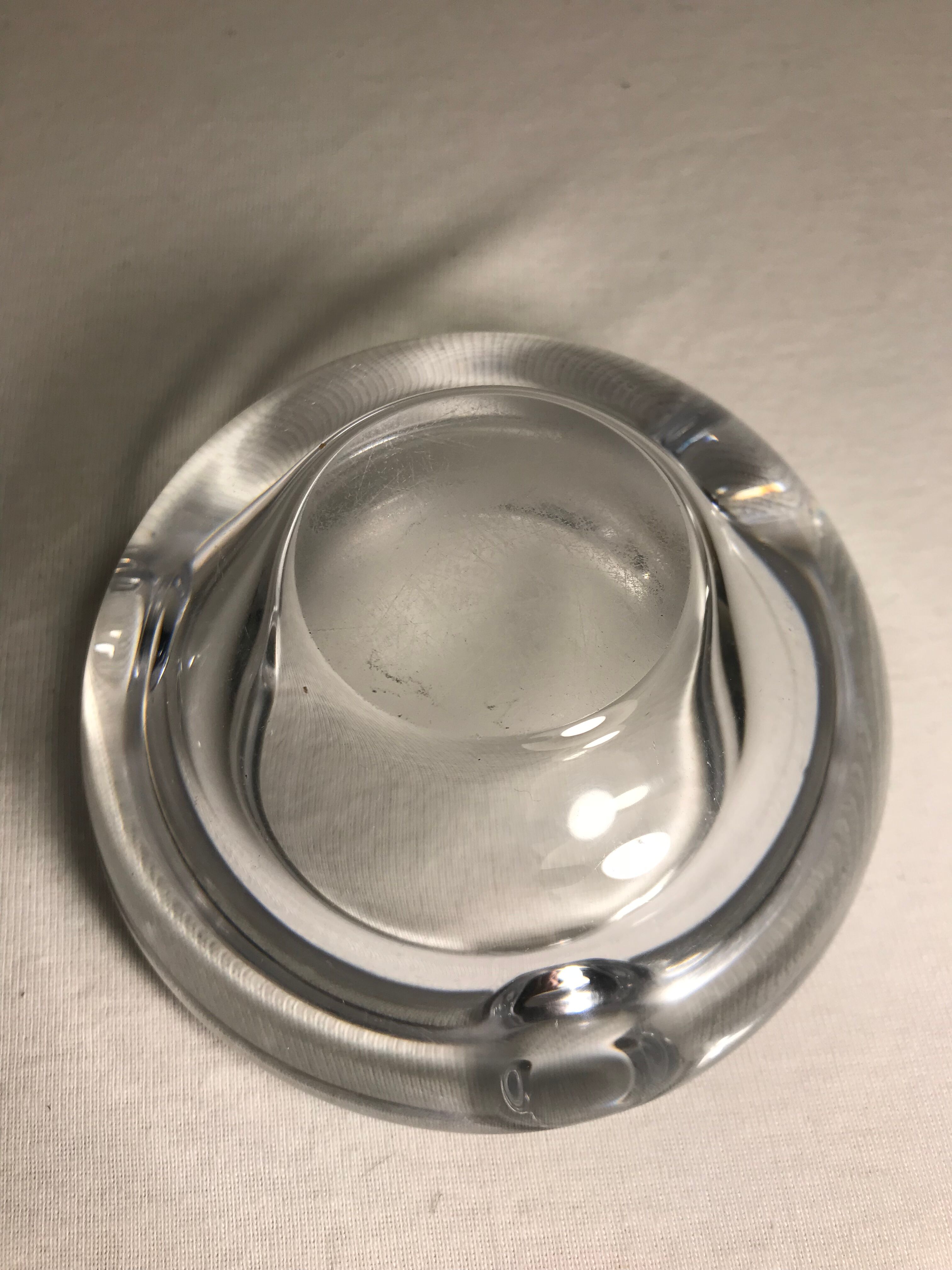 Cendrier cristal cristallerie d'art Vannes france forme ronde vintage