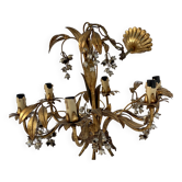 Lustre fleur métal doré de Hans Kögl vintage 1960
