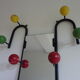 Locker room wall of the 1950s to 6 balls multicoloured wooden