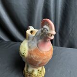 Polychrome earthenware rooster pitcher, 20th century