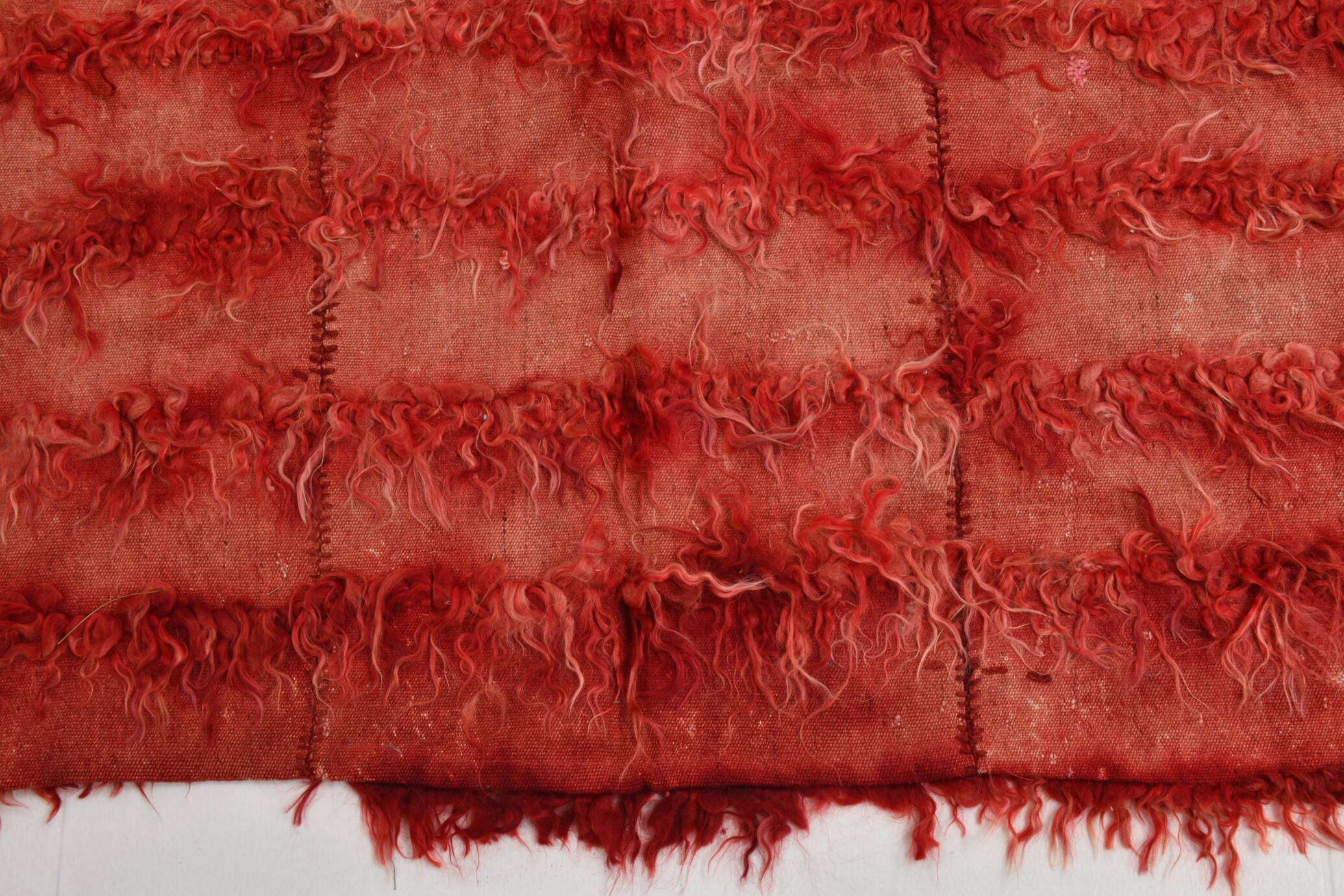 Tapis vintage tissé turc rouge doux 4x7, 128x216 cm