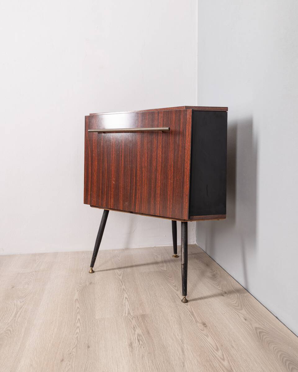Vintage 60s corner bar cabinet in italian design wood