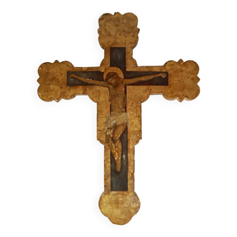 Peinture Table Bas Or Crucifix Crucifixion Christ Antique
