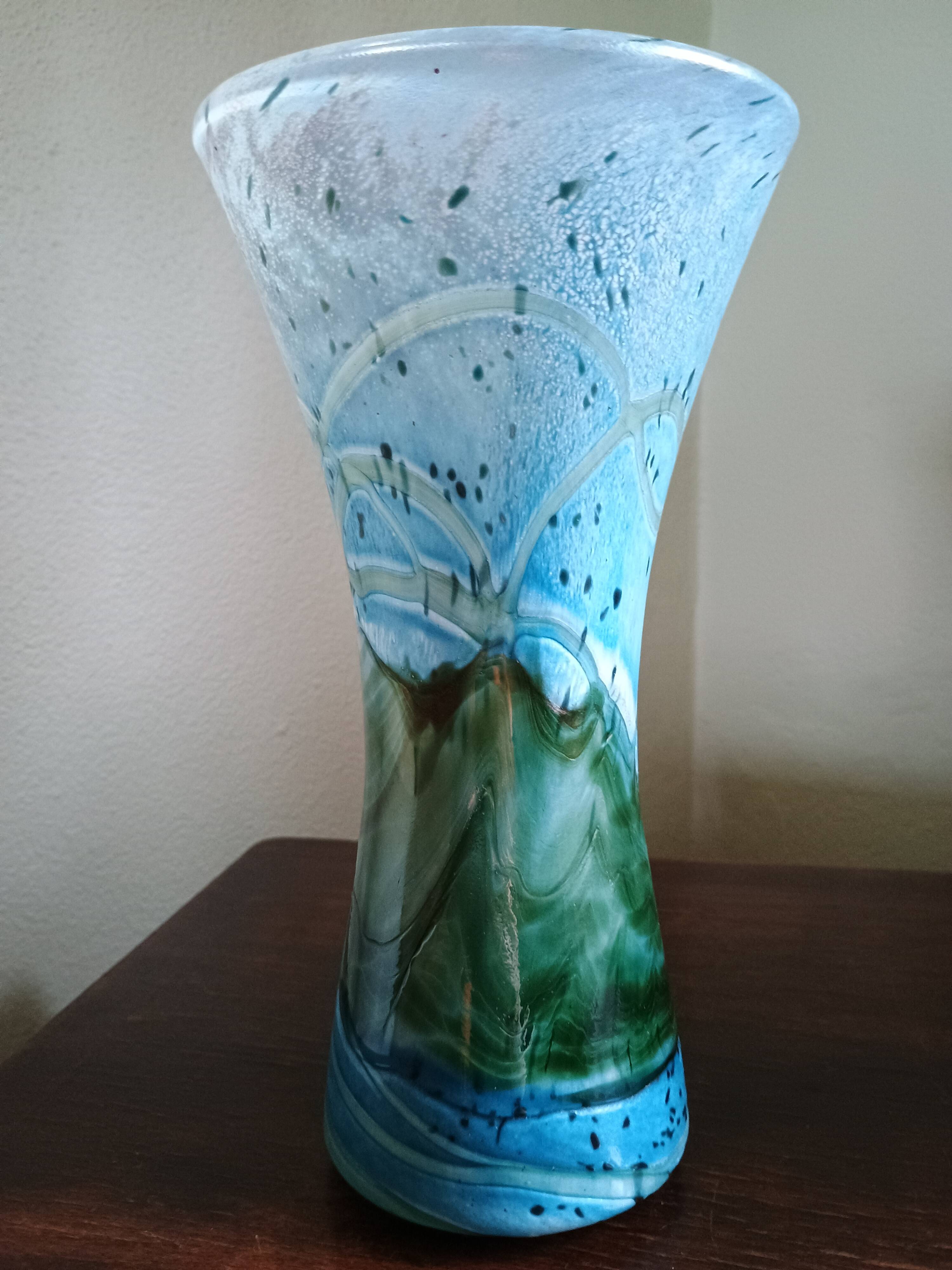 GOZO Malta - Vintage vase model "Algues" - blue & green glass