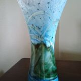 GOZO Malte - Vase vintage modèle "Algues" - verre bleu & vert