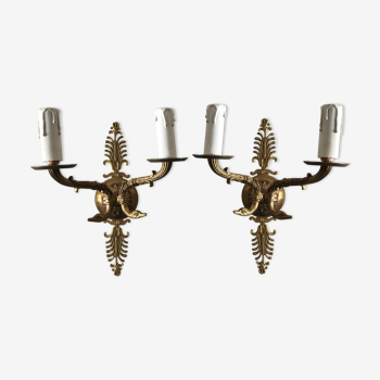 Pair of gold bronze sconces