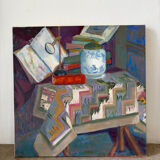 The reading table, oil on canvas
