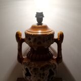 Pied de lampe vintage double éclairage en grès et céramique