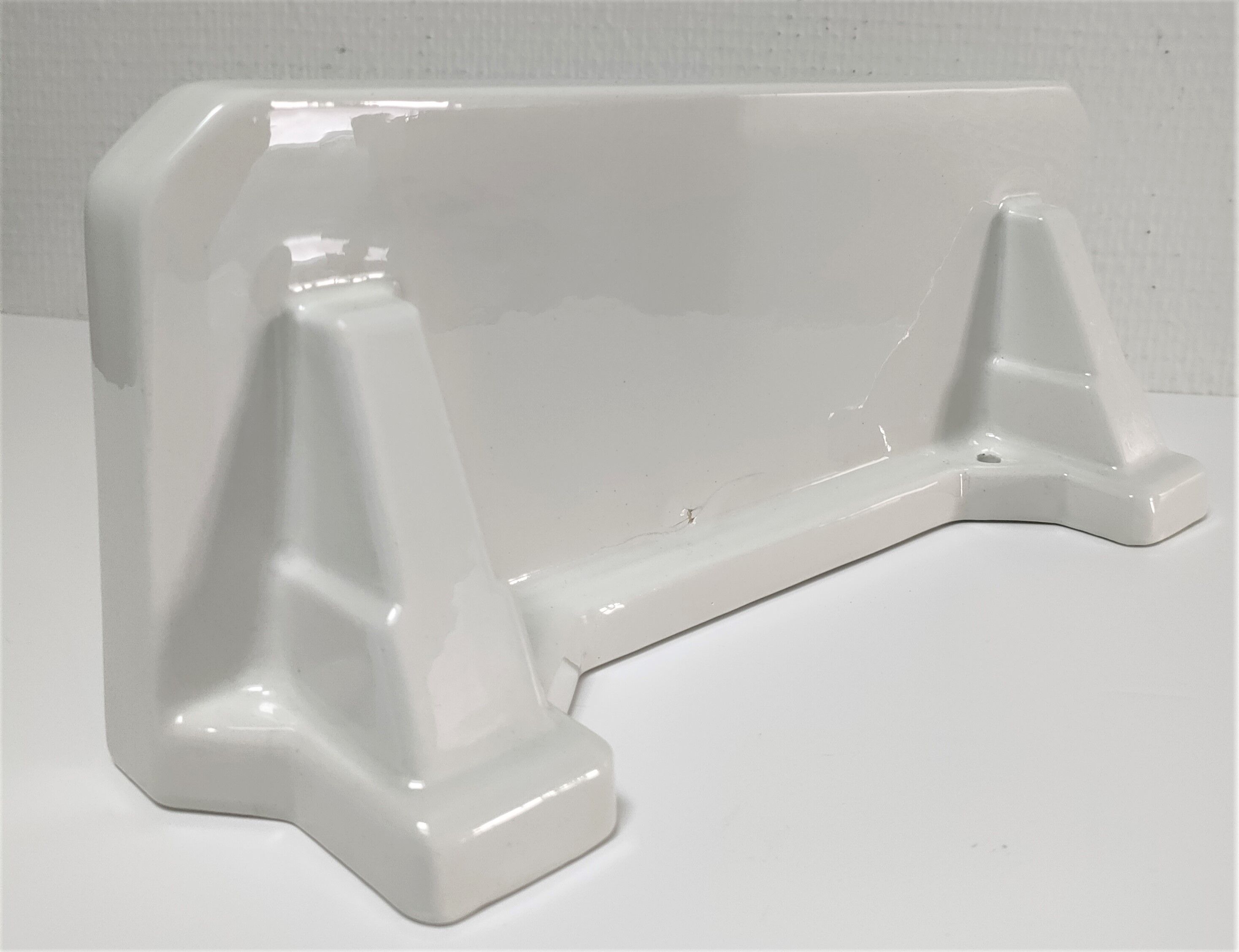 Art Deco white glazed ceramic wall shelf