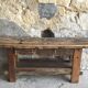 Solid oak workbench with stalls and drawers - 20th century