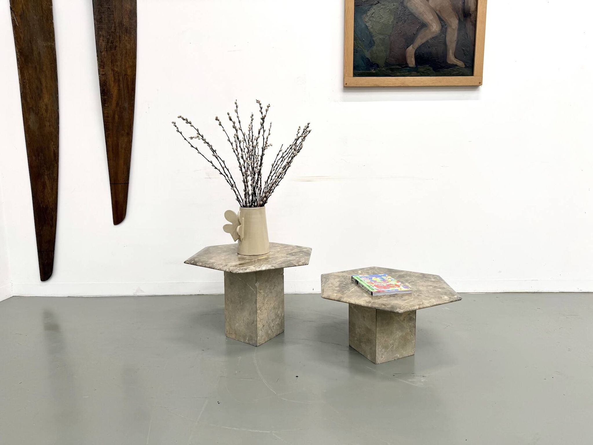 Paire de tables basses italiennes en marbre, circa 1970