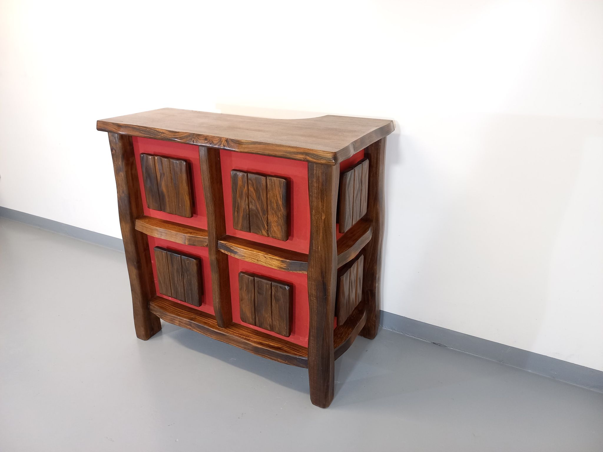 Bright brutalist bar furniture aranjou vintage from the 50s 60s in solid elm