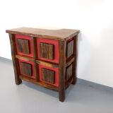 Bright brutalist bar furniture aranjou vintage from the 50s 60s in solid elm
