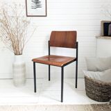 Chaise empilable vintage Mid-Century en bois design danois piètement métal