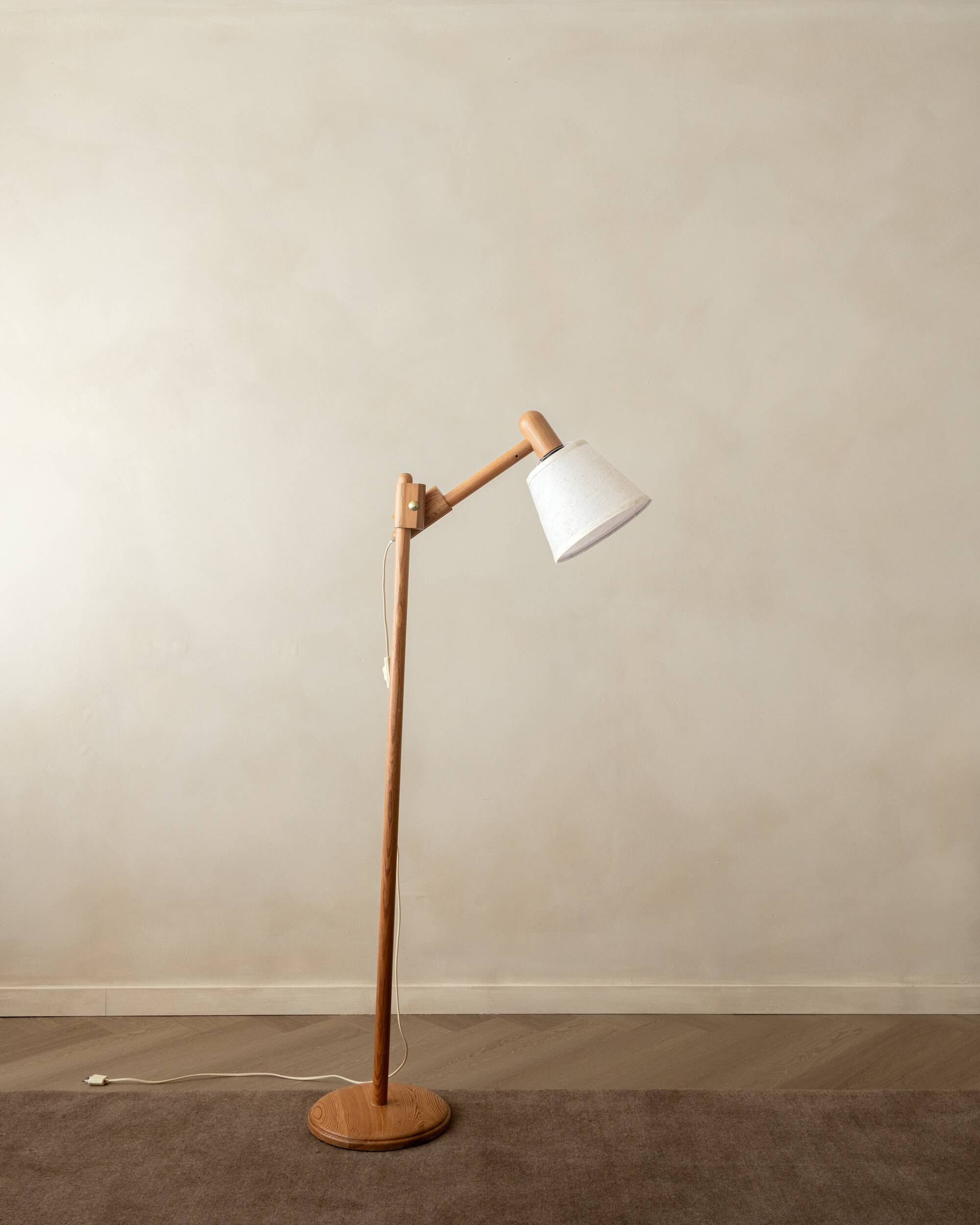 Vintage Danish Pine Adjustable Floor Lamp by +LYS Denmark, 1960s