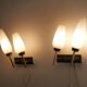 Pair of vintage brass metal and opaline wall lamps 1960