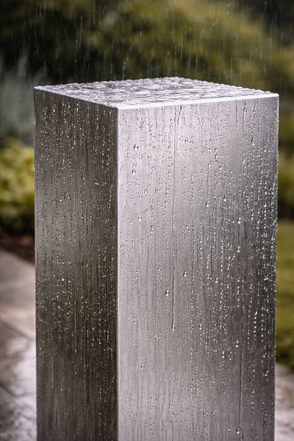 Stainless Steel Garden Pedestal / Sculptural Outdoor Plinth