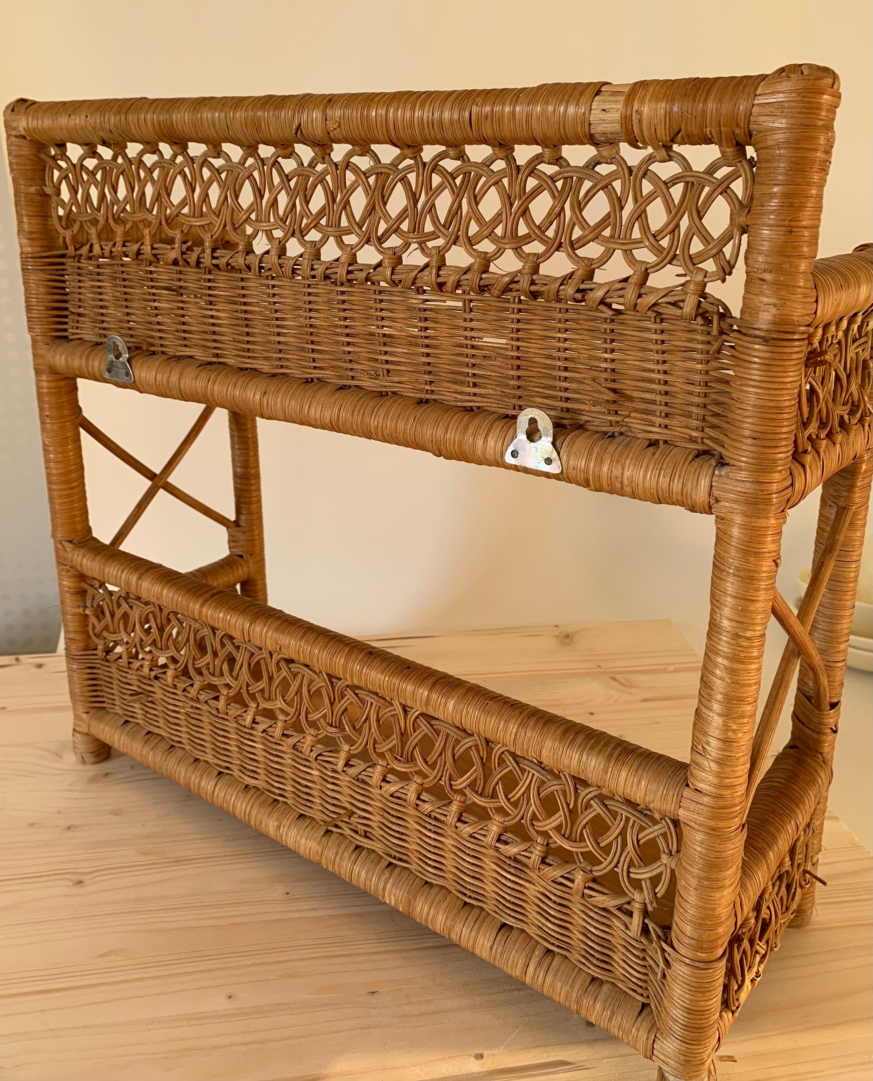 Antique rattan shelf