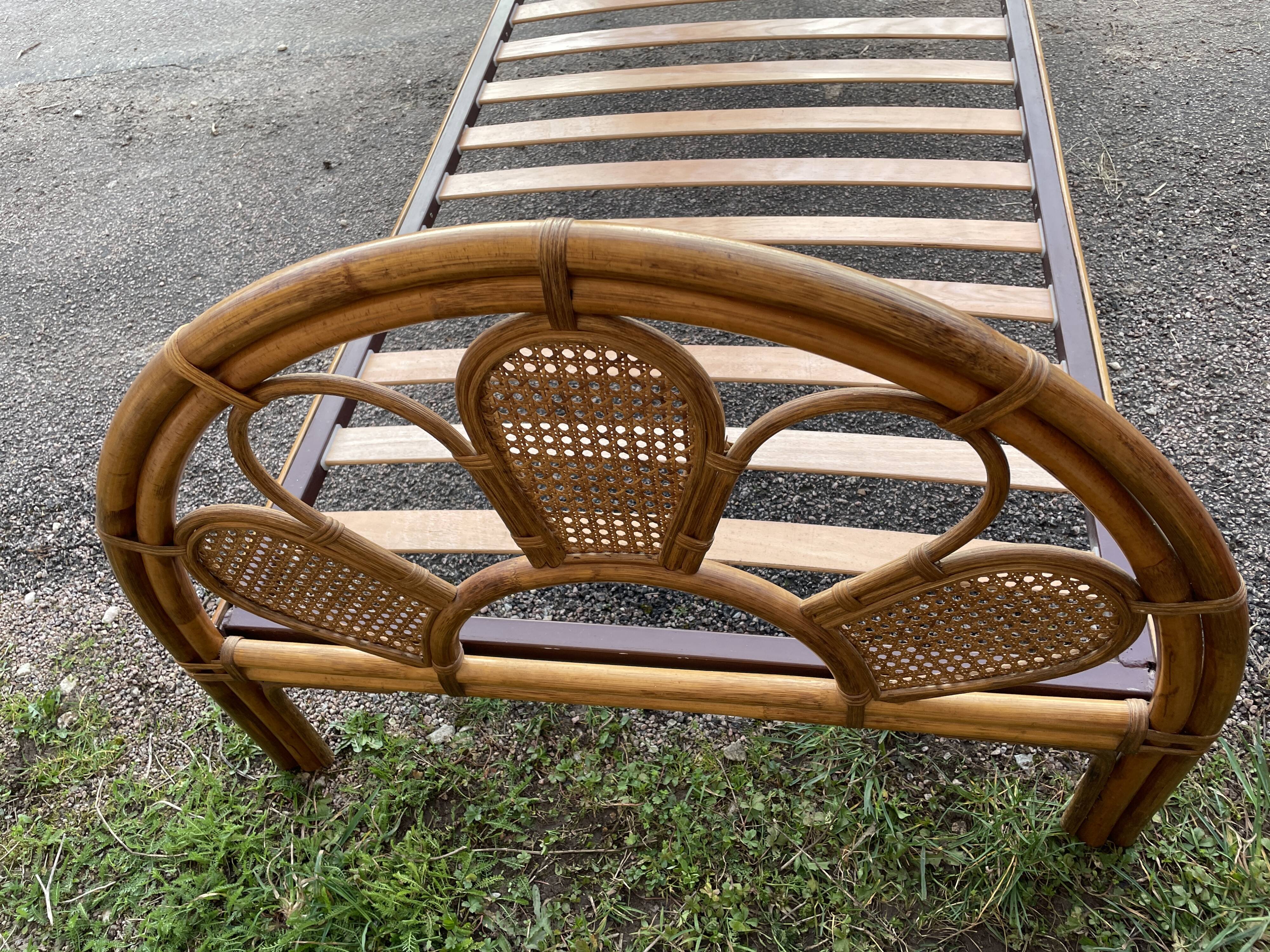 Single rattan and peacock cane bed
