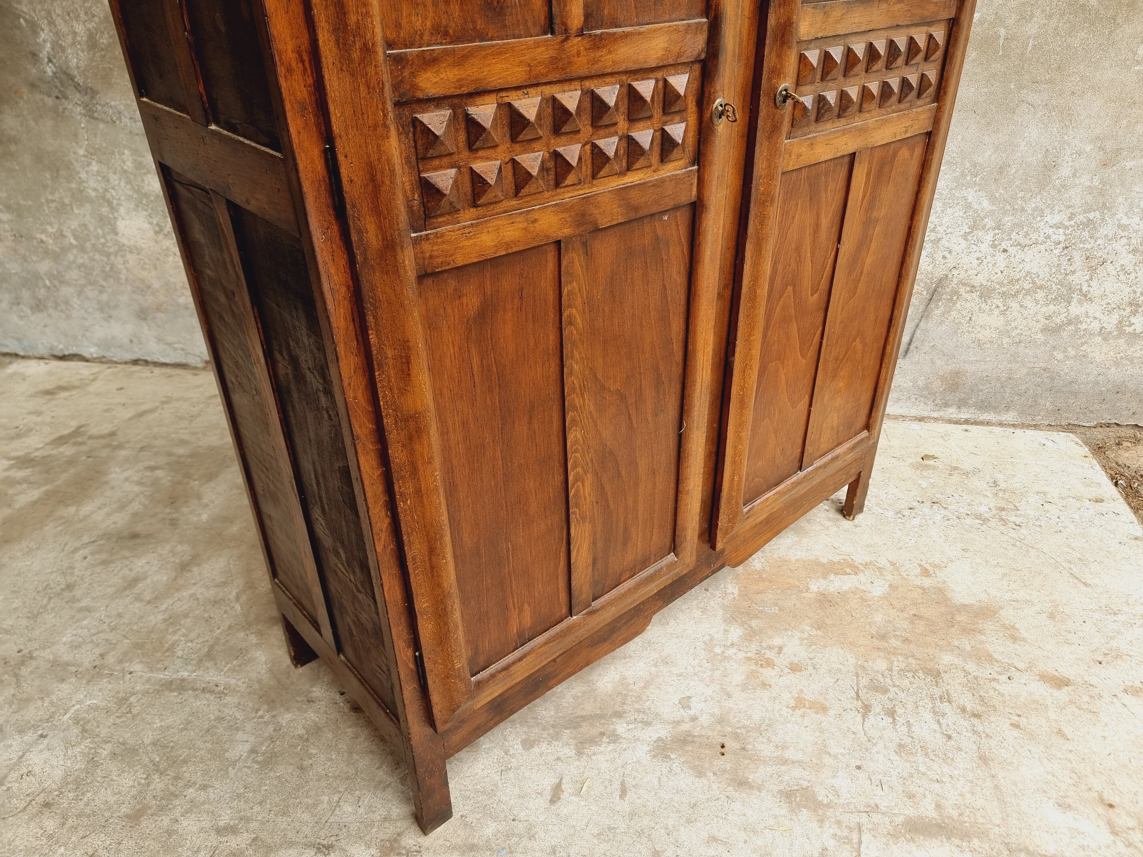 Old wardrobe linen cabinet beech wood