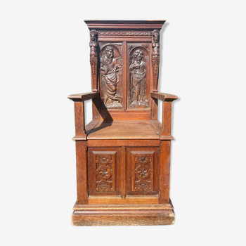 Cathedre chaise haute trône style renaissance gothique