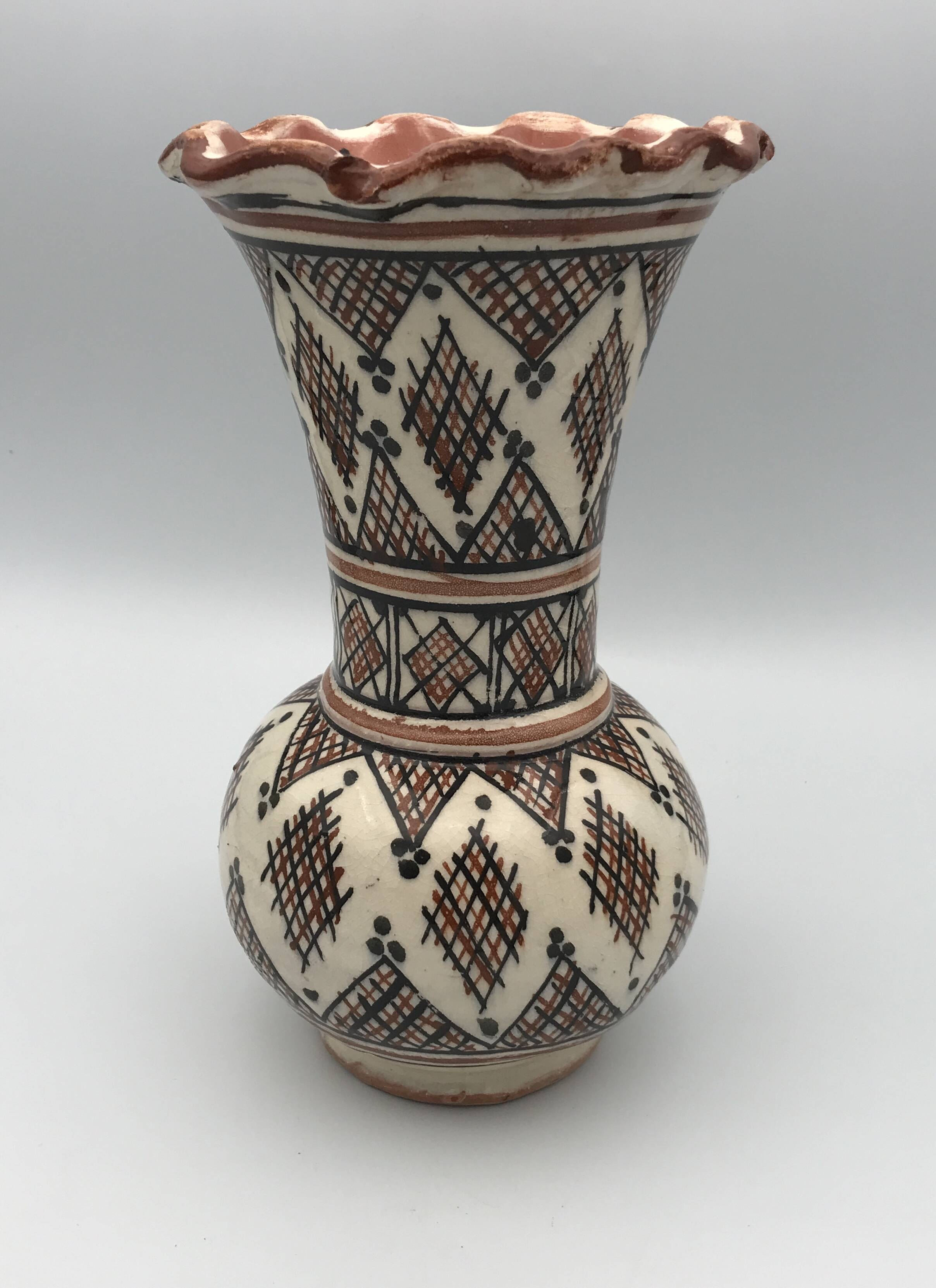 Vintage safi glazed ceramic vase with collar