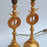 Pair of Gilded Bronze Lamp by Pierre Casenove for Fondica, France