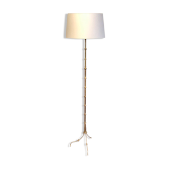 Bamboo floor lamp in stamped bronze