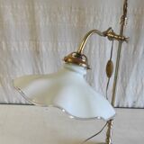 Articulated table lamp in brass and opaline - mid 20th century.