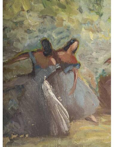 Peinture, huile sur toile, Les danseuses, signé Spadolini, début du XXème s