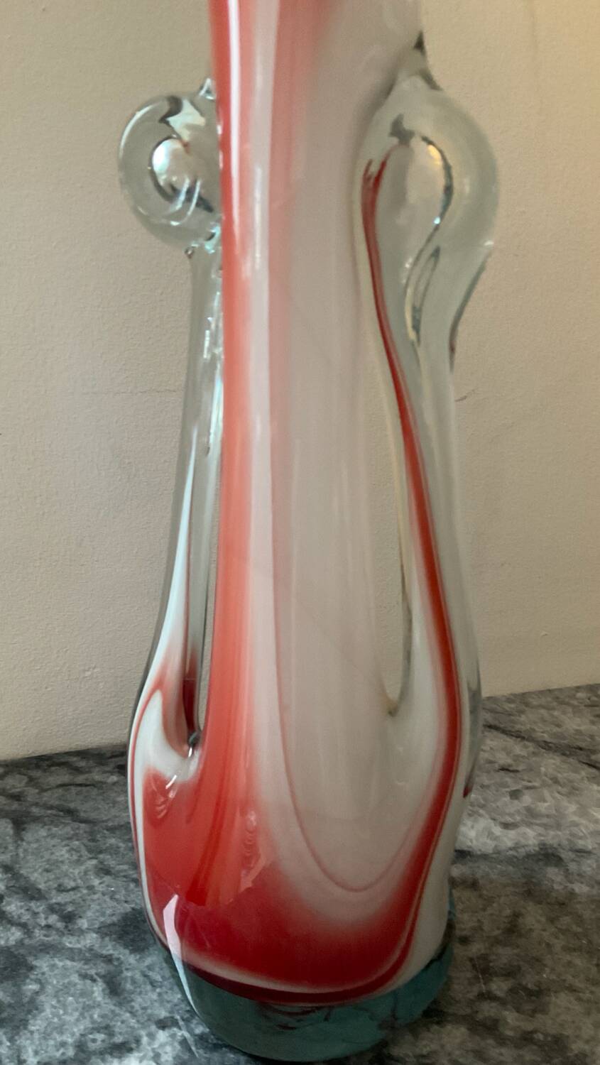 Two vintage ear vases made of Murano glass.