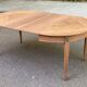 Round extendable dining table stripped in cherry wood with Louis XVI marquetry 1