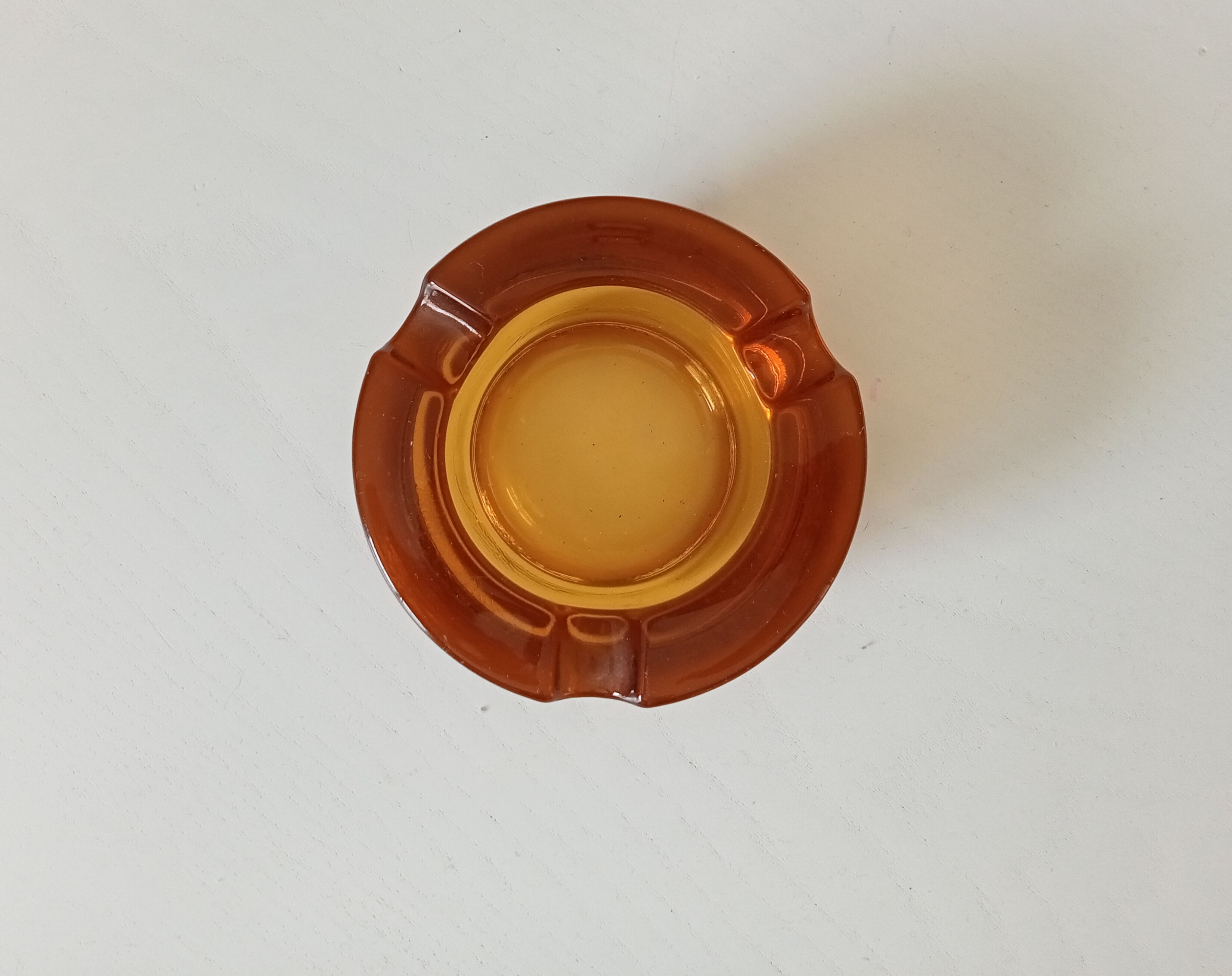Vintage amber glass ashtray