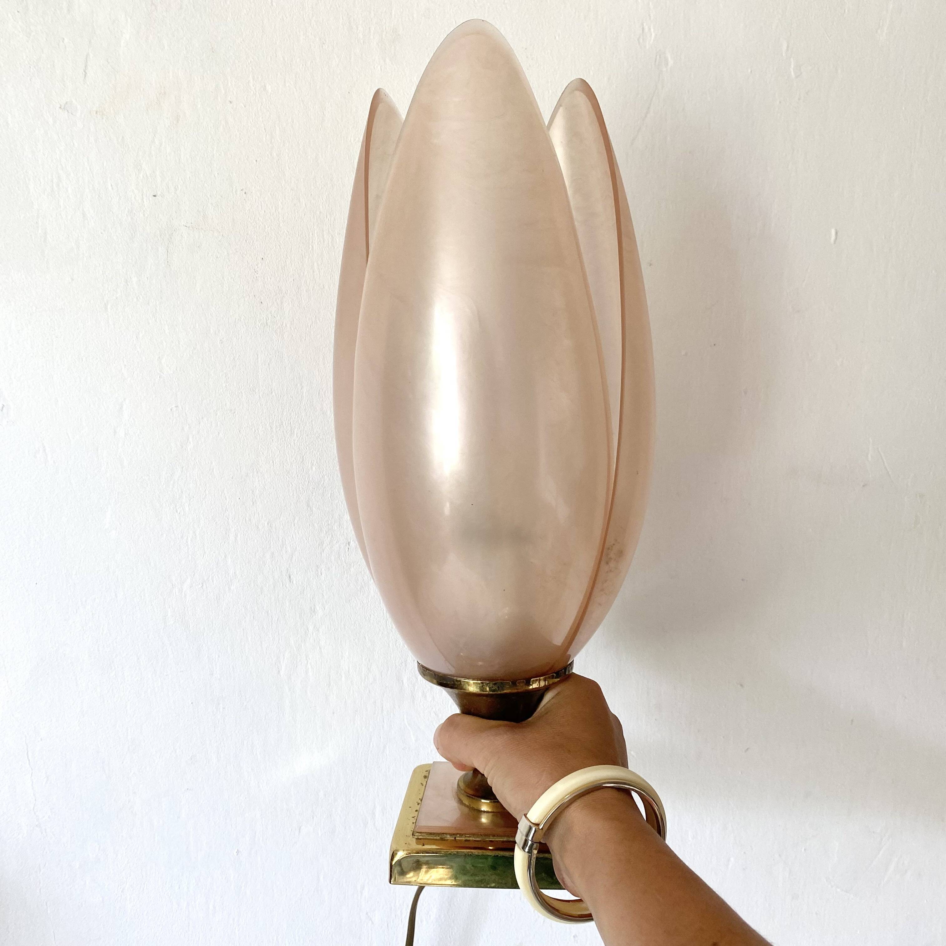 Pink tulip lamp by Laurent Rougier, 70s-80s