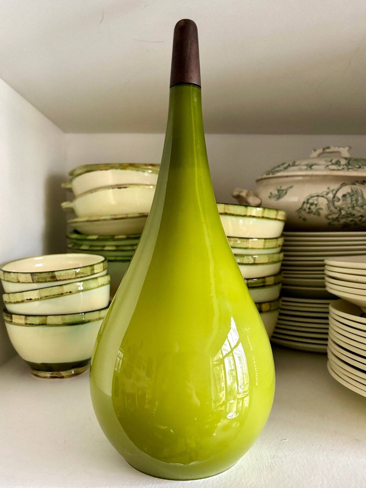 Suspension scandinave en opaline verte et teck