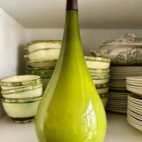 Scandinavian pendant light in green opaline and teak