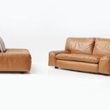 Bengodi vintage cognac leather sofas design Cini Boeri for arflex italy