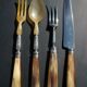 Carving Set + Salad Server Horn and Stainless Steel