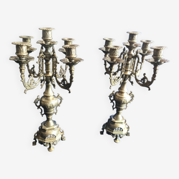 Pair of bronze candelabras XIX th