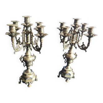 Pair of bronze candelabras XIX th