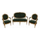 Antique Louis XVI style salon in gilded wood, with medallion backs.