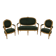 Antique Louis XVI style salon in gilded wood, with medallion backs.