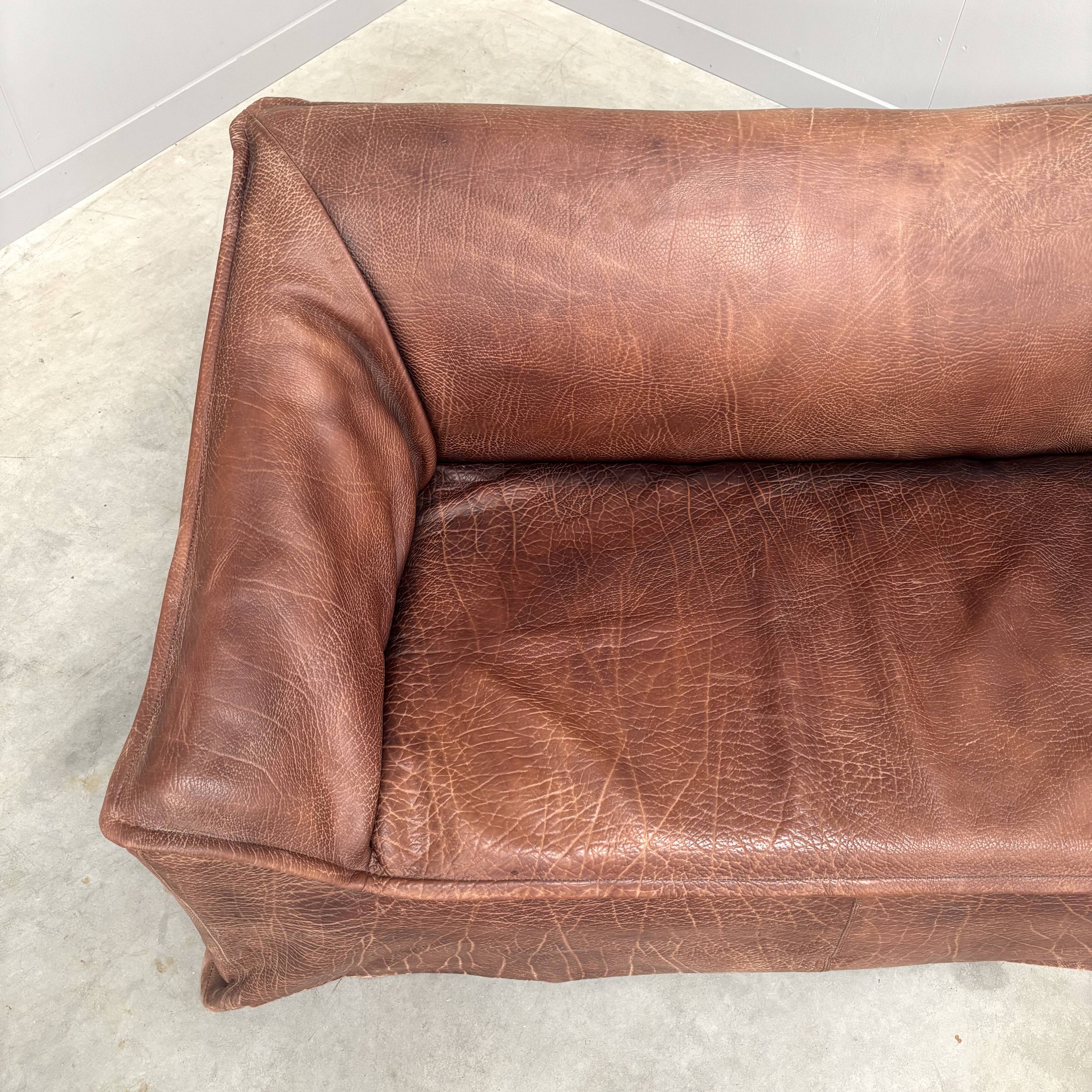 Vintage leather 2 seat sofa by Lesser, 1970s (1 of 2)