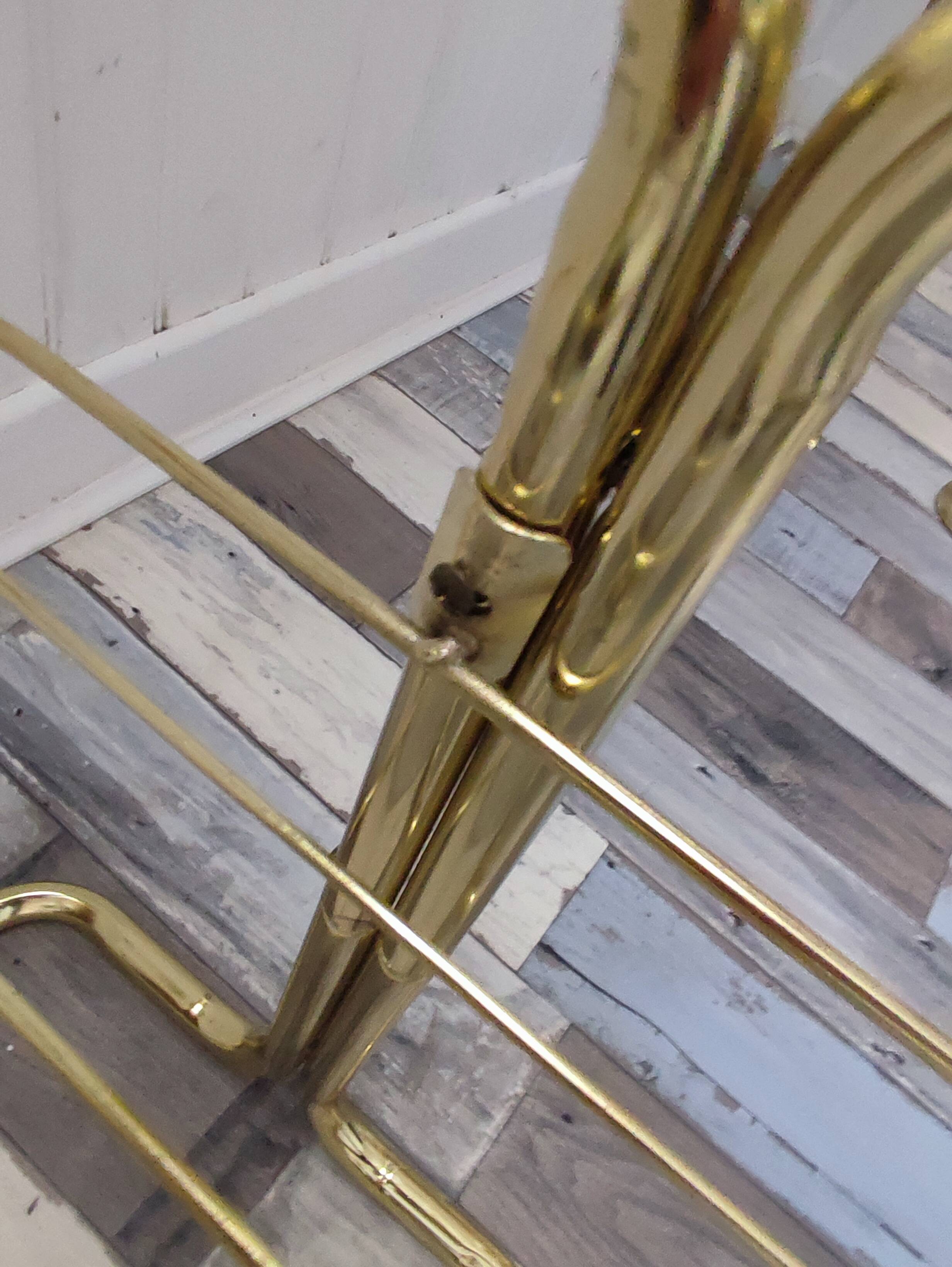 Pair of vintage smoked glass and brass bedside tables