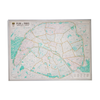 Map of Paris XXL, boroughs and neighborhoods 80 - 142x104cm