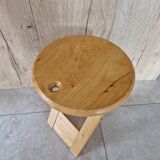 Folding pine stool - Design attributed to Roger Tallon or Adrian Reed or Pierre Lota - 1980