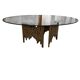 Brutalist handmade coffee table with glass top