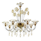 Elegant Romantic Murano Glass Chandelier With Floral Accents
