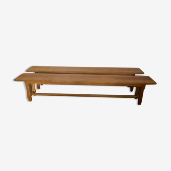 Pair of benches for rustic farmhouse table 1950
