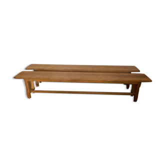 Pair of benches for rustic farmhouse table 1950